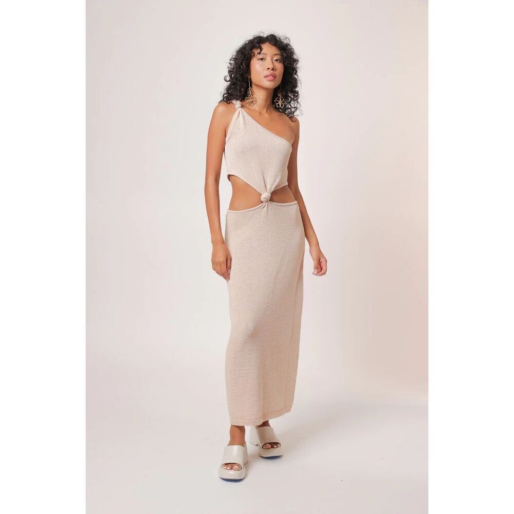 Line & Dot Elle Asymmetric KniT Knotted Midi-Dress NWT $124 - Picture 2 of 8